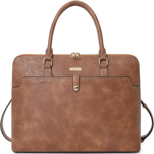 Miniatura 7 de CLUCI Maletín de cuero para mujer 15.6 pulgadas portátil de negocios vintage delgado bolso de hombro de las señoras