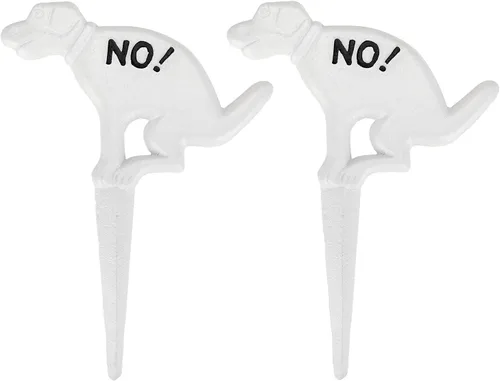 Miniatura 10 de JUXYES Paquete de 2 estacas de hierro fundido para el patio de No Pooping Yard, No Dog Allowed Poop Spike Guías de Manguera de Jardín Estaca Negro