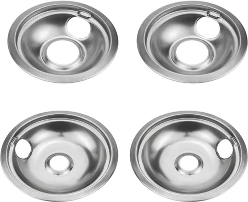 Juego de 4 cuencos reflectantes cromados universales para estufas de gas, anillos para quemadores compatibles con Whirlpool W10278125 W10196405