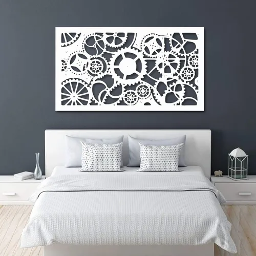 Miniatura 7 de OZF Arte de pared con rueda de engranaje de metal, decoración geométrica del hogar, arte de pared mecánico industrial steampunk para sala de estar