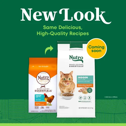 Miniatura 3 de Nutro Wholesome Essentials Alimento Seco para Gatos de Interior, Receta de Pollo y Arroz Integral, Bolsa de 5 lb