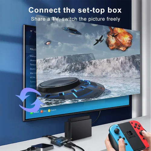 Miniatura 9 de Conmutador HDMI 2.1 Bidireccional Ultra HD 8K Interruptor HDMI 2 en 1 Salida/ 1 en 2 Salida Conmutador HDMI Compatible con 8K@60Hz/ 4K@120Hz 48Gbps