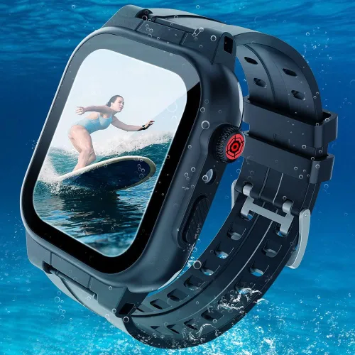 Funda impermeable para Apple Watch de 1.614 in, 1.772 in, 1.732 in, 1.654 in, 1.575 in, 1.496 in, funda IP68 con correa y protector de pantalla para