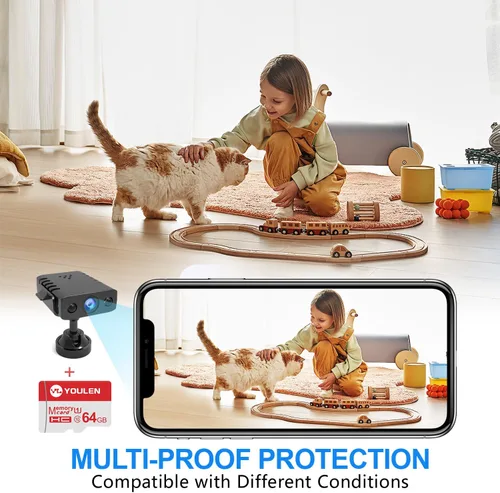 Miniatura 3 de 【Gratis 64G】 Cámara de batería inalámbrica más pequeña, cámara de seguridad HD1080P, monitor de bebé, mini cámara, cámara de niñera con visión