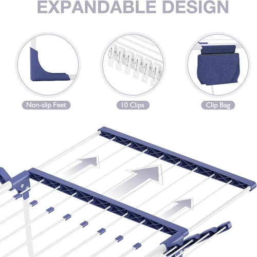 Miniatura 4 de APEXCHASER Tendedero de Ropa - Tendedero Plegable para Interior y Exterior, Tendedero de Mariposa con 10 Clips + Bolsa, Tendedero Plegable para Ropa