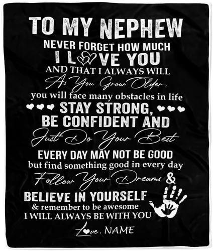 Miniatura 31 de Manta personalizada con texto en inglés «To My Nephew from Aunt Uncle Auntie I Love You Hugs» (texto en inglés) con texto en inglés «To My Nephew»