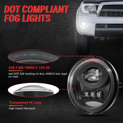 Miniatura 4 de Conjunto de luz antiniebla LED para Tacoma 2005-2011/Solara 2004-2006/Sequoia 2008-2015/Tundra 2007-2013- par, color negro