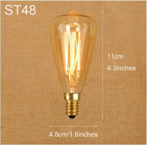 Miniatura 2 de Bombillas incandescentes vintage Edison E12 40W ST48 bombillas de candelabro, 2200 K ámbar cálido ST48 luces de jaula de ardilla 240 Lemuns cálido