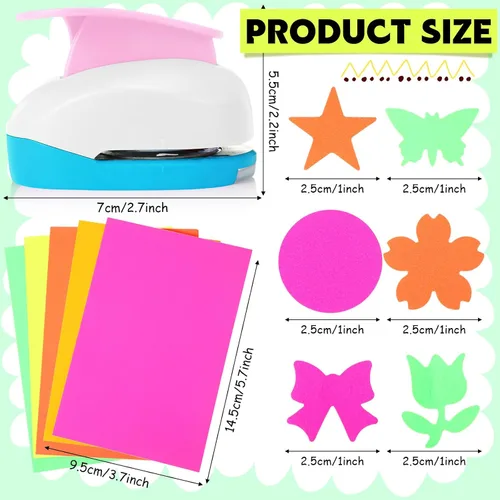 Miniatura 2 de CHENGU 16 Piezas Perforadoras de Papel para Manualidades Perforadoras para Álbumes de Recortes con Papel Adhesivo para Manualidades, Redondo