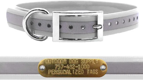 Miniatura 14 de Outdoor Dog Supply Collar de perro con anillo en D impermeable reflectante resistente de 1 pulgada para perros medianos y grandes con placa