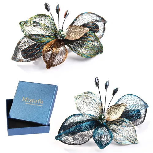 Miniatura 17 de Mistofu Pasadores de alambre de cobre de 3.14 pulgadas, tejido a mano, diseño de alto nivel, accesorios elegantes para el cabello, regalos