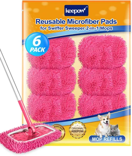 Miniatura 9 de KEEPOW Paños de barrido en seco reutilizables compatibles con Swiffer Sweeper, paños de trapeado húmedos lavables, almohadillas de trapeador
