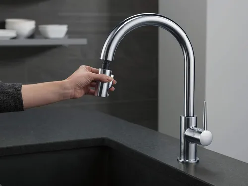 Miniatura 4 de Delta Faucet Trinsic - Grifo de cocina de níquel cepillado, grifos de cocina con rociador extraíble, grifo para fregadero de cocina con acoplamiento