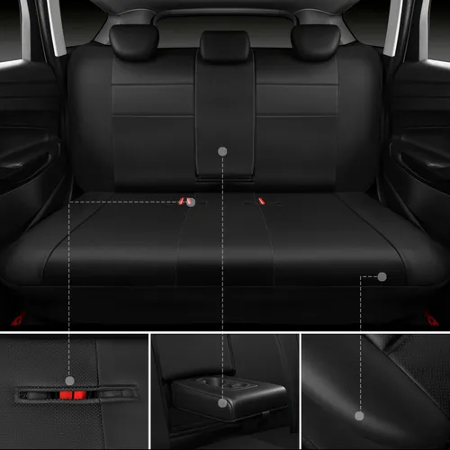 Miniatura 4 de CAR PASS Fundas de Asiento de Cuero Juego Completo Universal Resistente al Agua Soporte Trasero de Espuma 3D, Comodidad de Lujo Automotriz 5 Fundas