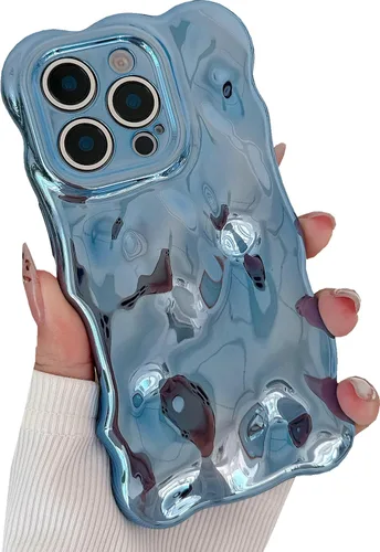 Miniatura 11 de JANDM Funda para iPhone 13 Pro, 3D Wave Bubble Shape Ripple Chrome Pattern Soft Non-Yellowing Case Glitter Shiny Camera Shockproof Women Girls Cover