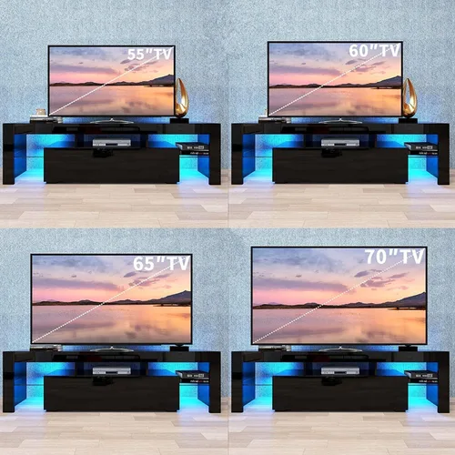 Miniatura 6 de Soporte de TV Centro de entretenimiento con 20 efectos de color LED, consola de sala de estar, gabinete de almacenamiento, soportes de televisión