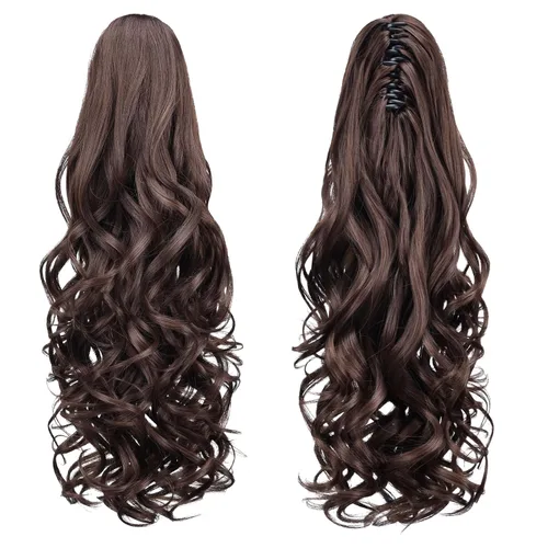 Miniatura 312 de Extensiones de cola de caballo de cabello rubio, extensiones de cola de caballo para mujer, pinza de extensiones de cabello rizado de 12 pulgadas