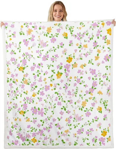 Miniatura 36 de Manfei Blue Flower Throw Blanket Watercolor Floral Print Fleece Blanket Botanical Wildflower Cozy Throws for Bed Couch Sofa,Kids Boys Girls Room
