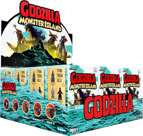 Super7 Toho Godzilla Monster Island Caja Sorpresa - (Paquete de 12) Figuras de acción de Godzilla Toho de 3.75" Figuras coleccionables clásicas de