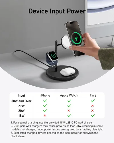 Miniatura 7 de Anker MagGo Soporte de carga inalámbrico 3 en 1 compatible MagSafe, de 15 W, con certificado Qi2, accesorio de escritorio, para iPhone 16, 15, 14