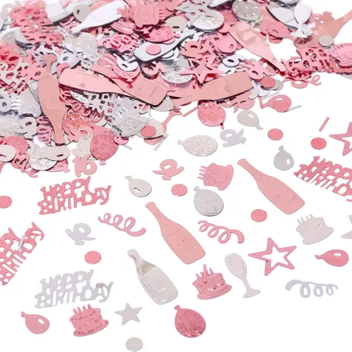 Miniatura 12 de Confeti de cumpleaños número 13, confeti de oro rosa número 13, confeti de papel de aluminio metálico, estrella para pastel de cumpleaños, confeti