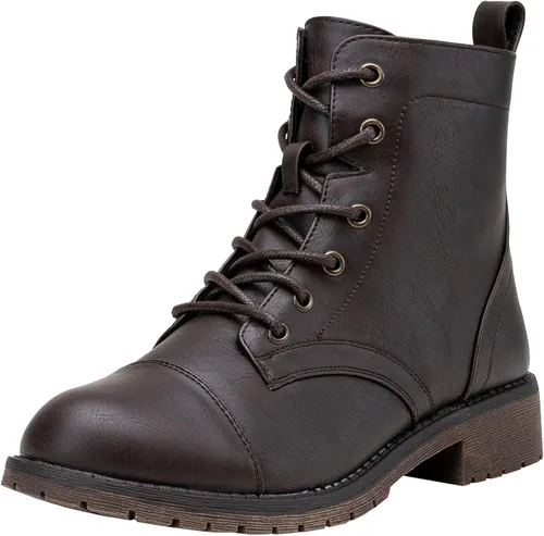 Miniatura 15 de Vepose - Botines de tacón bajo para mujer, botines militares a la moda con cordones