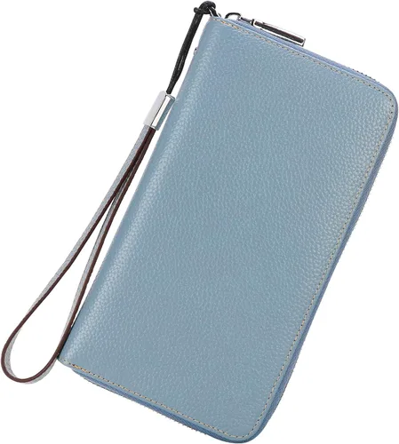Miniatura 23 de Lavemi Pequeña cartera compacta para mujer, con bloqueo RFID, de piel auténtica, plegable, con ventanas de identificación