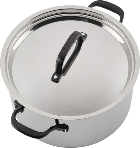 Miniatura 11 de KitchenAid Olla de acero inoxidable pulido de 5 capas con tapa, 8 cuartos de galón