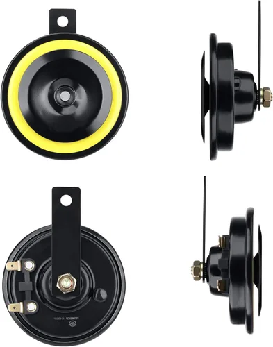 Miniatura 6 de Seineca - Bocina de motocicleta de 130 dB, 12 V, súper fuerte, tono alto y bajo, kit de disco de metal, bocina doble impermeable para auto, SUV