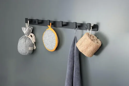 Miniatura 2 de Perchero, 6 Ganchos Triples de Acero Inoxidable Resistente, Ganchos de Pared Montados en la Pared, Barra de Ganchos Rústica para Ropa/Llaves