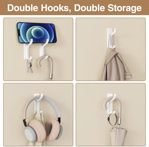 Miniatura 5 de pickpiff Ganchos de Pared Adhesivos para Abrigos - Percha de Puerta Resistente Stick-On, Gancho de Metal para Colgar Toalla, Bolso, Bata, Mochila