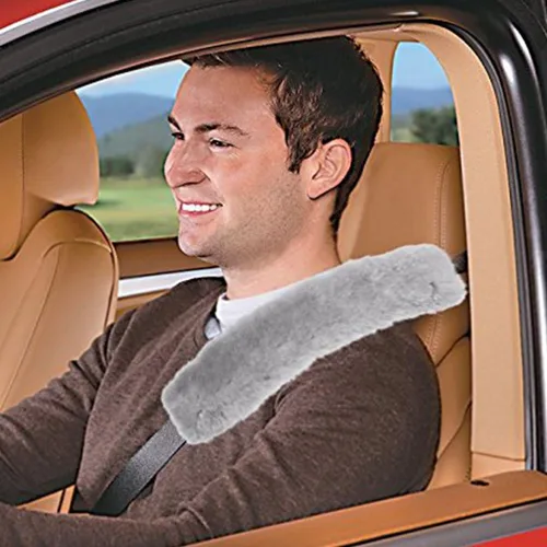 Miniatura 3 de ZONETECH Cinturón de seguridad de automóvil, cómodo y suave, 4 unidades, color gris exuberante, calidad premium, acolchado para adultos y niños