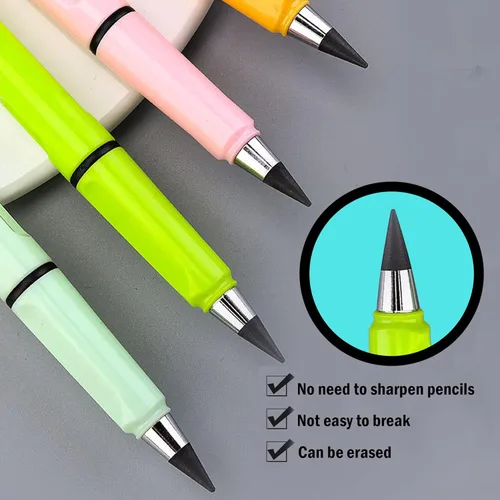 Miniatura 6 de 6 juegos de lápices eternos, bolígrafo infinito, lápices sin afilar para escribir, dibujar, estudiantes, sostenibles para suministros escolares