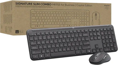 Logitech Signature Slim MK955 Combo para Negocios | Edición Copilot, Copilot de Microsoft, Copilot en Windows, Teclado y Mouse Inalámbricos,