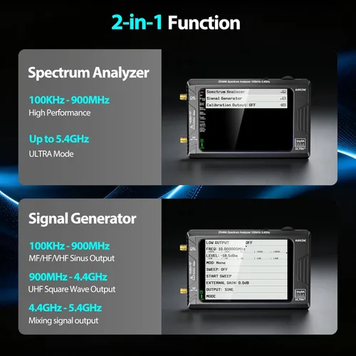Miniatura 4 de AURSINC Analizador de espectro TinySA Ultra+ ZS406, 4.0 pulgadas, 100 kHz-5.4 GHz, analizador de frecuencia portátil con tarjeta de 32 GB, HW