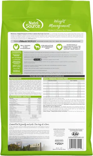 Miniatura 2 de NutriSource Weight Management - Alimento seco para perros, harina de pollo y pollo, 12 libras