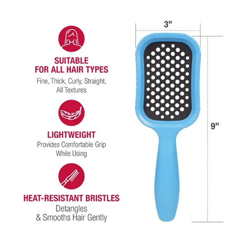 Miniatura 3 de RED by Kiss Cepillo de pelo resistente al calor, desenredante de secado rápido para cabello húmedo y seco, rizado, grueso y liso, desenredante Azul