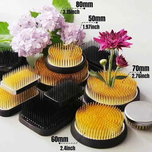 Miniatura 9 de Florero de Rana Floral Grande Flor de Rana para Arreglos Florales Suministros Japoneses Ikebana Kenzan con Base de Caucho (80mm)