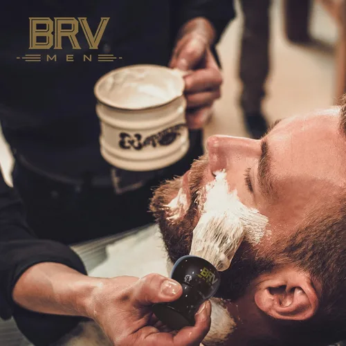 Miniatura 5 de BRV MEN Pure Badger Brocha de afeitar grande (nudos de 0.945 in) - Mango de resina pesada - Uso con maquinilla de afeitar de seguridad de doble Negro