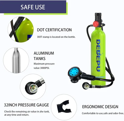 Miniatura 3 de DEDEPU Mini tanque de buceo reutilizable dentro de la capacidad de respiración durante 15-20 minutos, buceo subacuático, pulmones portátiles más