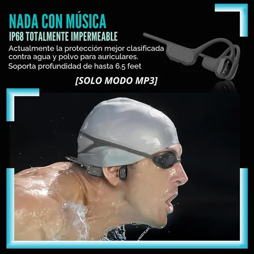 Miniatura 2 de Auriculares de natación con conducción ósea ELYXFUL, IP68 impermeables Bluetooth y reproductor MP3 de 64GB, auriculares de oreja abierta para nadar