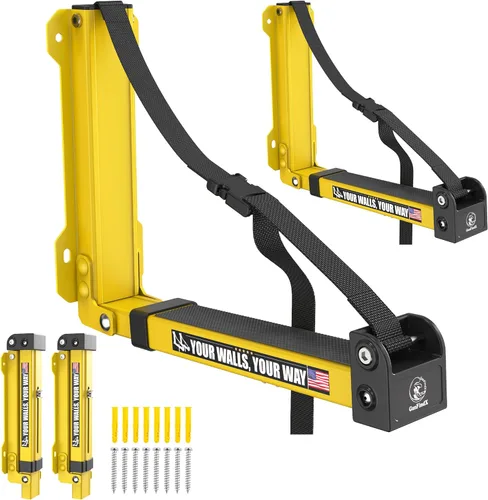Miniatura 9 de GanFindX Estante de pared plegable para kayak, resistente de 11.8 a 17 pulgadas, soporte de almacenamiento de kayak y correas de hebilla de Negro