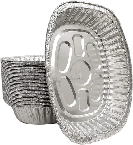 Sartén ovalada desechable para asar pavos, extra grandes, papel de aluminio resistente, forma ovalada profunda para pollo, carne, pechuga, asado,