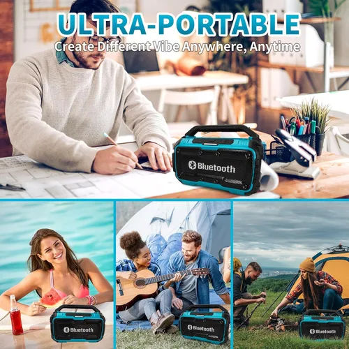 Miniatura 6 de Altavoz Bluetooth inalámbrico compatible con batería Makita de 18 V máximo, Boombox inalámbrico portátil de 80 W, duradero para lugares de trabajo