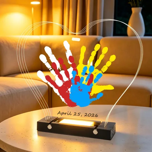 Miniatura 11 de Bixinyo Kit de huellas de manos familiares con luz, kit de mano y huella de bebé, recuerdo de manualidades, regalos familiares para mamá, padres
