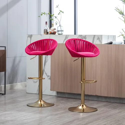 Miniatura 16 de Taburetes de bar modernos y ajustables giratorios, taburete de bar de cocina con respaldo, juego de 2, sillas de bar de estilo ocio, para isla