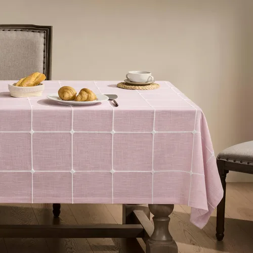 Miniatura 84 de ZeeMart - Mantel de mesa con diseño de cuadrícula boho y borlas (blanco roto, 132 cm x 132 cm), mantel de gran peso de lino a cuadros bordado