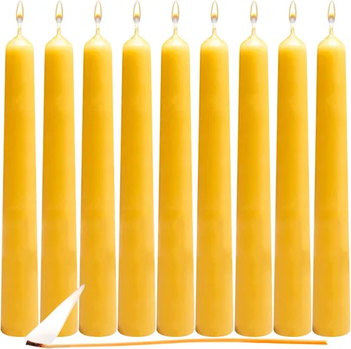 Miniatura 9 de Velas cónicas de cera de abejas, hechas a mano, de 12 pulgadas, hechas de cera de abejas de grado cosmético pura natural triple filtrada con una