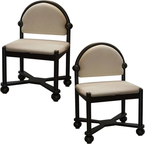 Miniatura 10 de JKGHK Sillas de comedor de madera, sillas de cocina para el hogar, silla auxiliar de cocina tapizada de tela, respaldo curvado retro, silla de sala