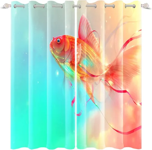 Miniatura 10 de Renaiss Cortinas de carpa para ventana, 29 pulgadas de ancho x 45 pulgadas de alto, pintura de tinta oriental, hojas de loto, lirio de agua negro